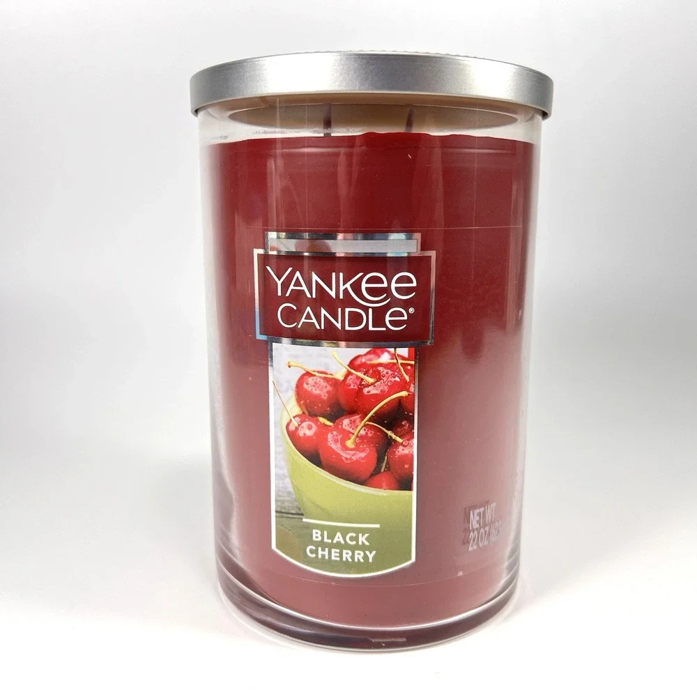 NEW-Yankee Candle BLACK CHERRY Large Jar 22oz RED-- DOUBLE WICK